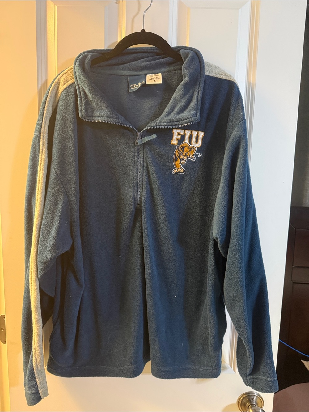 FIU Embroidered Navy Zip-Up Fleece Pullover